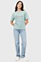 Women Crew Neck Short Sleeve Embroidered Logo T-Shirt, Sage Green - 2