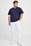 Men Crew Neck Short Sleeve Brand Logo T-Shirt, Navy - 2