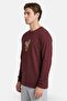 Men Crew Neck Long Sleeve Graphic Print T-Shirt, Dark Maroon - 3