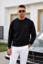 Black Plain Sleeve Regular Men's Sweatshirt - 3