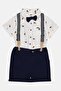 Toddlers Boy 4 Pcs Allover Print Shirt And Shorts With Bowtie Set, Multicolor - 4