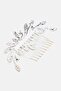 Women Rhinestone Hair Comb, Silver - 3