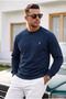 Navy Blue Plain Sleeve Regular Men's Sweatshirt