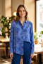 Women's Plus Size Foldable Sleeves Buttoned Patterned Classic Collar Woven Tunic Shirt