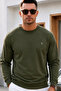 Khaki Plain Sleeve Regular Men's Sweatshirt - 5