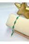 In-Line Turquoise Stone Detailed Steel Bracelet