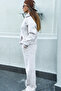 Women's Gray Melange Tracksuit Set (Sweatshirt & Sweatpants) (80% Cotton) - 3