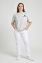Women Crew Neck Short Sleeve Embroidered Logo T-Shirt, Light Grey - 2