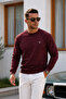 Burgundy Plain Sleeve Regular Men's Sweatshirt - 5