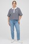 Women Spread Collar Short Sleeve Stripe Polo Shirt, Multicolor - 2