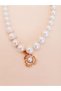 Women's Pearl Necklace Elegant Gold Detailed Double Row Pearl Necklace 36+7 cm