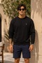 Knitted Long Sleeve Black Men's Sweatshirt - 2