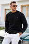 Black Plain Sleeve Regular Men's Sweatshirt - 4