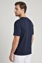 Men Round Neck Short Sleeve Textured T-shirt, Navy - 3