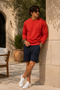 Knitted Long Sleeve Red Men's Sweatshirt - 4