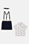 Toddlers Boy 4 Pcs Allover Print Shirt And Shorts With Bowtie Set, Multicolor - 2