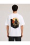 Pigeon Backgammon Printed White Oversize Design T-Shirt