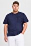 Men Crew Neck Short Sleeve Brand Logo T-Shirt, Navy