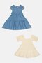 Toddlers Girl 2 Pcs Checkered Dresses, Multicolor - 2