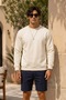 Knitted Long Sleeve Ecru Men's Sweatshirt - 2