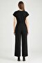 Boss Women V-Neck Solid Cap Sleeve Jumpsuit, Black - 4