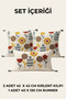 Flora Ritim Punch Embroidered 3-Piece Throw Pillow Cover Set 2 Pieces 42X42 cm + 1 Piece 35X55 cm