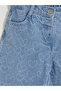 Blue Heart Patterned Girls' Jean Shorts - 3