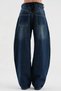 Women's Balloon Fit Design Jeans with Lace-Up Detail on the Back - 2
