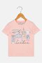 Toddlers Girl Crew Neck Short Sleeve Graphic Print T-Shirt, Peach - 2
