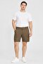 Men Solid Cargo Shorts, Olive - 2