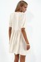 Women's Tie Collar Short Sleeve Gathered Dress 1550 - Cream - 4