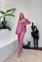 Women's Hidden Pocket Stone Embroidered Shirt and Pants Woven Fabric Two-Piece Suit Suitable for Tesettüre - 4