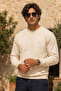 Knitted Long Sleeve Ecru Men's Sweatshirt - 6