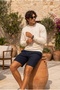 Knitted Long Sleeve Ecru Men's Sweatshirt - 3