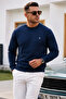Navy Blue Plain Sleeve Regular Men's Sweatshirt - 3