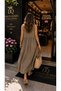 Women's Lace Detailed V-Neck Sleeveless Long Cotton Dress - 3