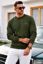 Khaki Plain Sleeve Regular Men's Sweatshirt - 3