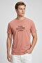 Men Crew Neck Short Sleeve Graphic Print T-shirt, Coral