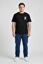 Men Crew Neck Short Sleeve Graphic Print T-Shirt, Black - 2
