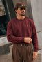 Burgundy Loose Fit Comfortable Men's Sweatshirt - 2