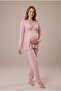 Women's Powder Lace Buttoned Maternity Pajama Set for Easy Breastfeeding - 2