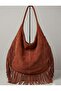 Western Drop Tassel Detailed Real Suede Women's Bag - 3