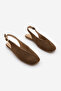 Women's Blunt Toe Open Back Strappy Mary Jane Ballerinas Efisa Light Brown Suede - 5