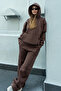 Women's Brown Tracksuit Set (Sweatshirt & Sweatpants) (80% Cotton) - 2