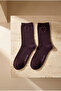 Women's Heart Window Socks Dark Purple - 3