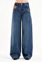 Women's Double Belt Look Label Detailed Palazzo Fit Design Jeans - 2