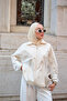 Women's Double Color Elastic Waist Suit White - 3