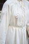Women's Floral Embroidery Detailed Collar Tie Dress White - 5