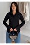 Women's 100% Cotton Waist Cuffed Hidden Button Long Sleeve Classic Oval Skirted Shirt - 3