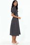 Women's Short Sleeve Belted Polka Dot Dress 1549 - Black - 2